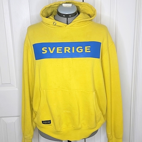 Sverige Sweden Football Team Hoodie Size XL Yellow and Blue - Picture 1 of 8